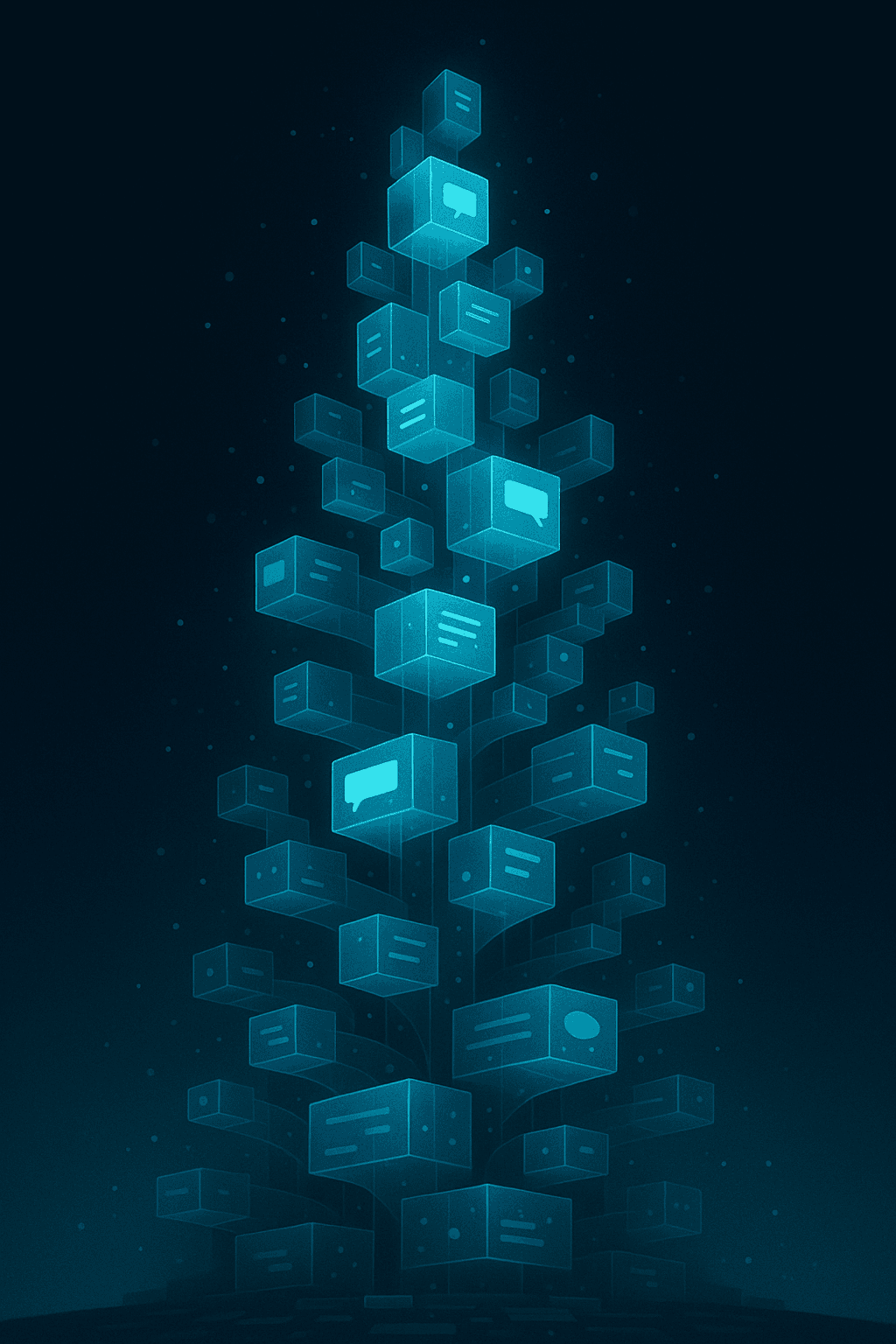 Tongbuku 同步库 fractal tower showing layered, glowing trail segments.